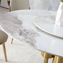 Round Stone Burning Table, Modern Marble Dining Table With Chairs