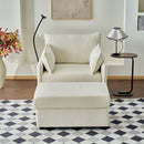 Comfy Corduroy Oversized Chaise Lounge Chair With Ottoman And Storage