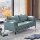 Mesut - Loveseat - Sage Green Top Grain Leather & Black