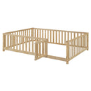 Daybed With Fence Guardrails And 2 Drawers, Split Into Independent Floor Bed & Daybed