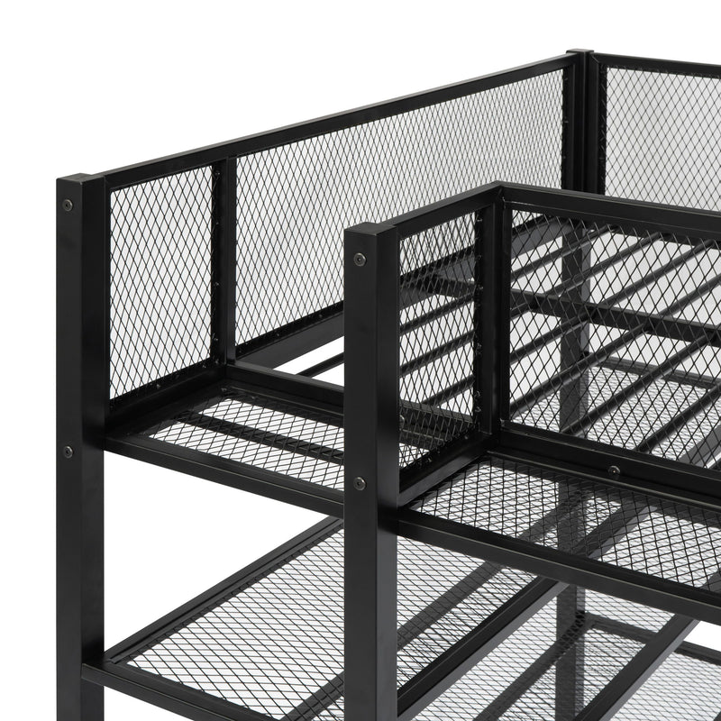 Loft Bed With 4 Tier Shelves And Storage