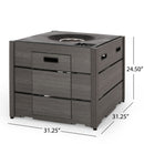 Rustic Style Outdoor Square Propane Fire Pit, 40,000 Btu