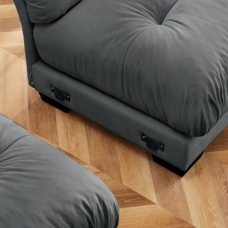 Super Comfort Oversized Modular Velvet Sectional Sofa, Deep Seat Convertible L Shaped Couch