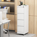 4 Drawer Metal Locking Vertical File Cabinet on Wheels – Heavy-Duty Lockable Cabinet for Home & Office, Black, 17.71'D*15.16'W*52.28'H,White