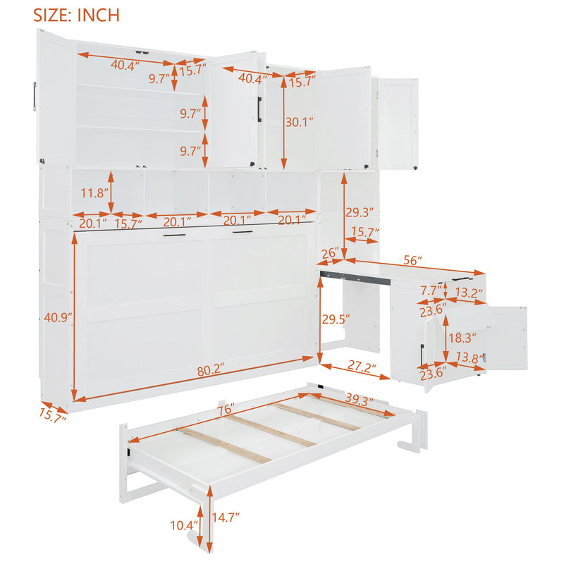 Murphy Wall Bed With Closet, Drawers & Desk