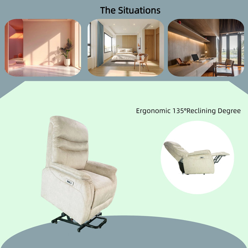 Comfortable Electric Lift Chair, Made Of High Grade Leather, Provides Full Body Support And Convenient Remote Control Operation, Making It An Ideal Choice For The Elderly And Those With Limited Mobili - Light Gray