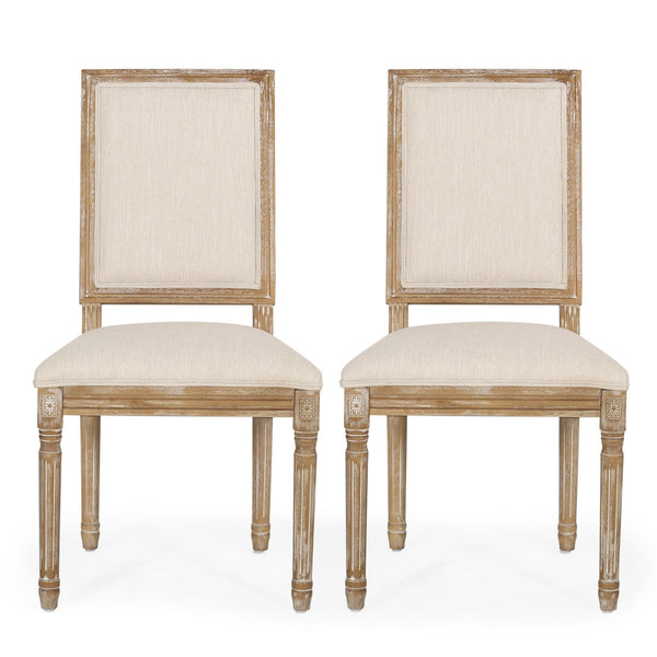 French Country Style Dining Chair With Upholstered Seating And Fluted Legs