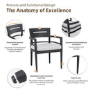 Outdoor Patio Dining Set, Squircle Dining Table, Dining Chairs With Sunbrella Cushions