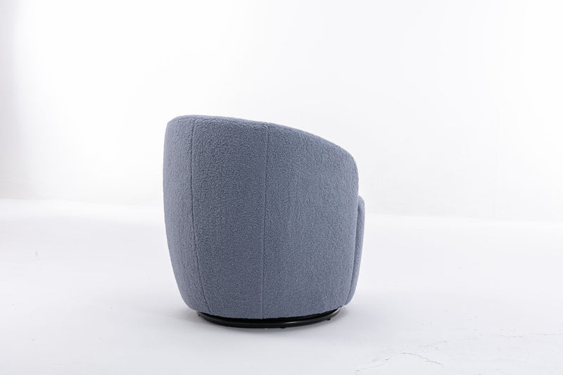 Teddy Fabric Swivel Accent Armchair Barrel Chair With Powder Coating Metal Ring