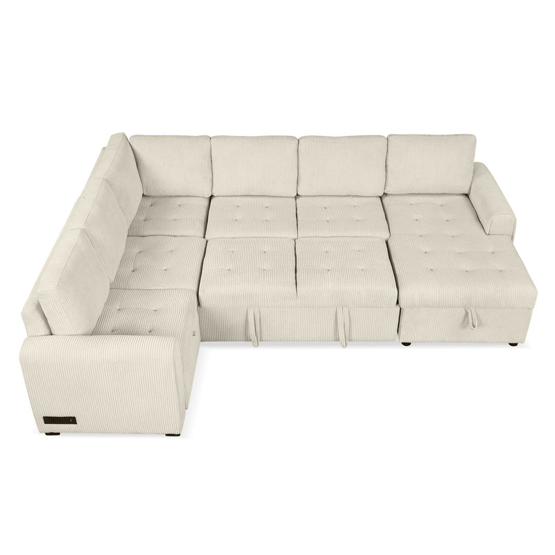 U-Shaped Sofa Sectional Sofa Pull-Out Sofa Bed With A Storage Chaise Lounge, Charging Devices For Living Room