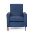 Mid Century Modern Club Chair With Upholstery And Rubberwood Legs - Navy Blue