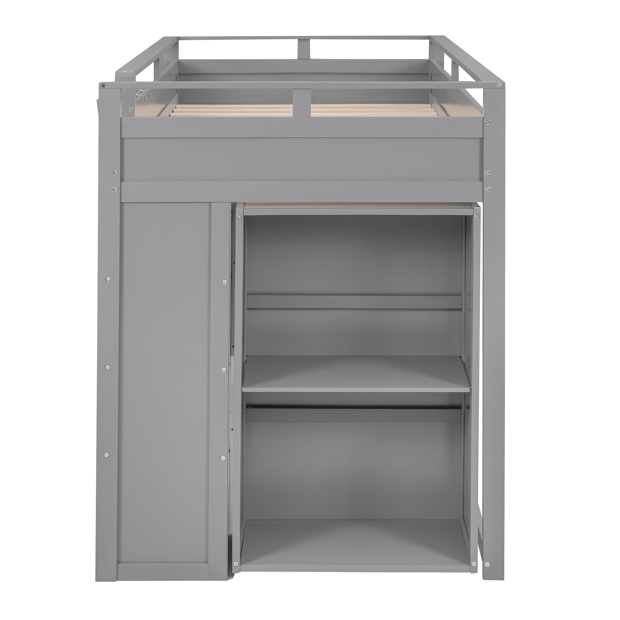 Loft Bed with Rolling Cabinet and Desk - Gray - Atlantic Fine Furniture Melbourne FL
