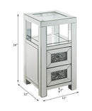 Noralie - Accent Table - Clear Glass, Mirrored & Faux Diamonds - 24" - Atlantic Fine Furniture Inc