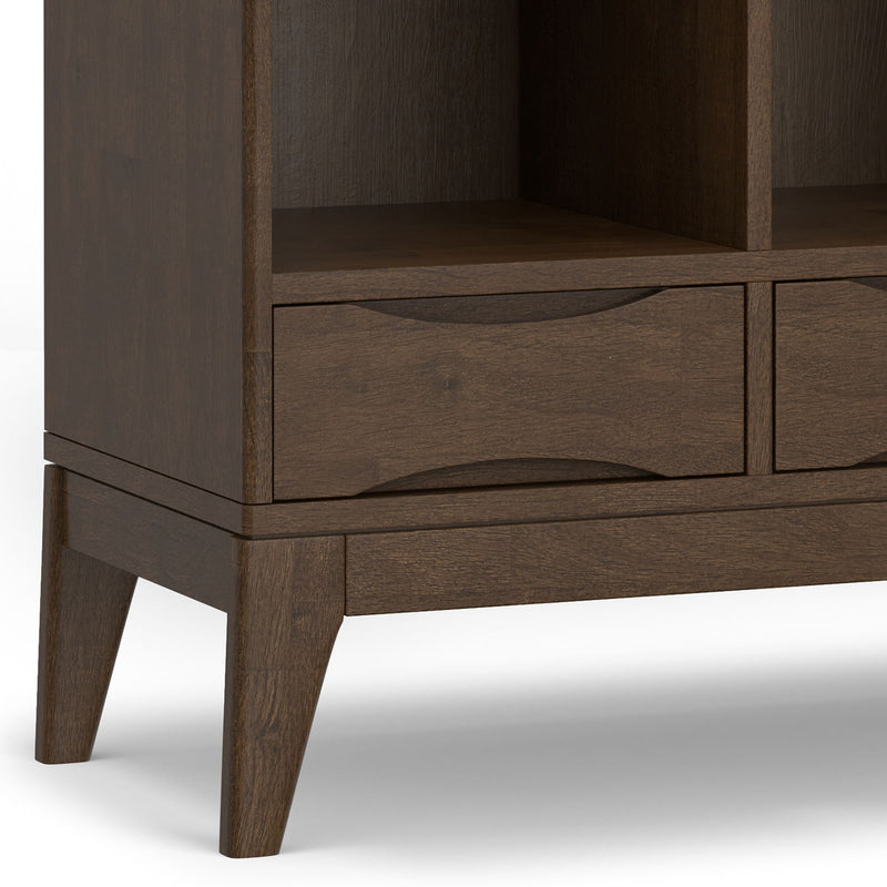 Harper - Low 6 Cube Storage With Drawers - Walnut Brown