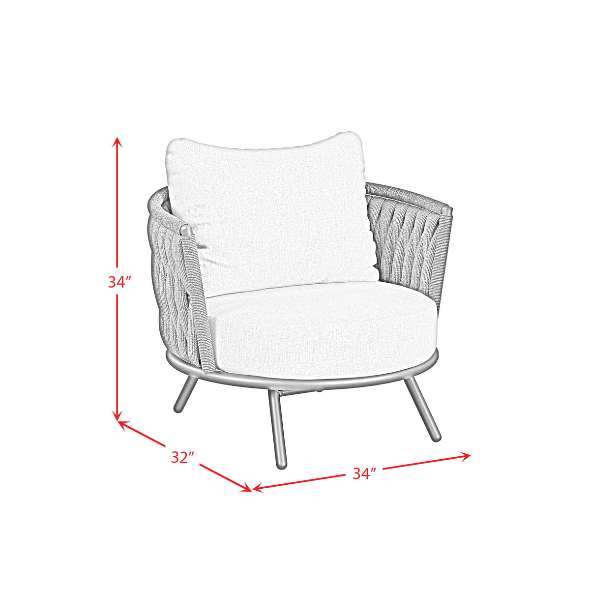 Bali Chairs With Olefin (Set of 2) in Dark Gray by Elements International, view 3