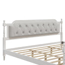 Traditional Style Solid Bed Frame With Upholstered Tufted Headboard, No Box Spring Needed