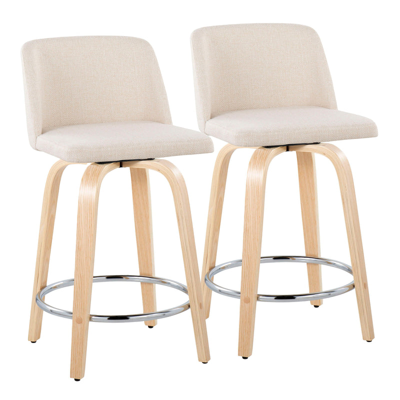 Toriano - Contemporary Fixed Height Counter Stool & Swivel And Round Footrest (Set of 2)