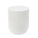 Outdoor Terrazzo Concrete Drum End Table, Living Room Accent Table - White Terrazzo