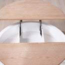 Round Coffee Table With Storage - White / Light Oak