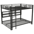 Queen Over Queen Bunk Bed With Storage Cabinets And LED Sturdy Frame, 6 Storage Units, Adjustable LED Lights - Black