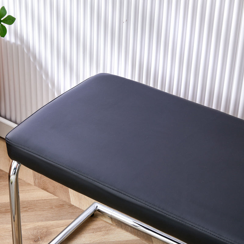 Shoe Changing Bench With Silver Metal Legs For Versatile Use - Black