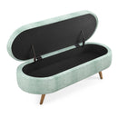 Modern Ottoman Oval Storage Bench With Rubber Wood Legs