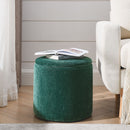 Classic 2 Piece Round Storage Ottoman Set With Drum Shaped Stool