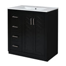 Ceramic Sink Combo, Freestanding Vanity Set With 3 Drawers & Soft Closing Doors