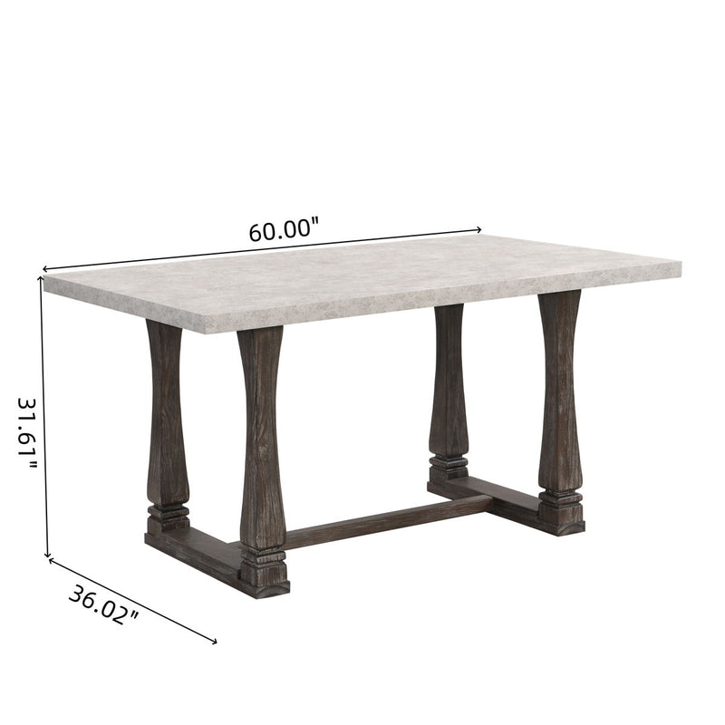 Classic Farmhouse Rectangle Kitchen Dining Table, Ideal For Home Kitchen - Gray