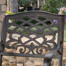Luminea - Outdoor Aluminum Dining Chair With Scroll Design, Lattice Pattern And Cabriole Legs - Copper