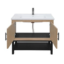 Modern Freestanding Bathroom Vanity With Ceramic Sink, Hot And Cold Faucet, Storage Cabinet & Open Shelf