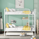 Full Over Full Metal Bunk Bed with Trundle, White