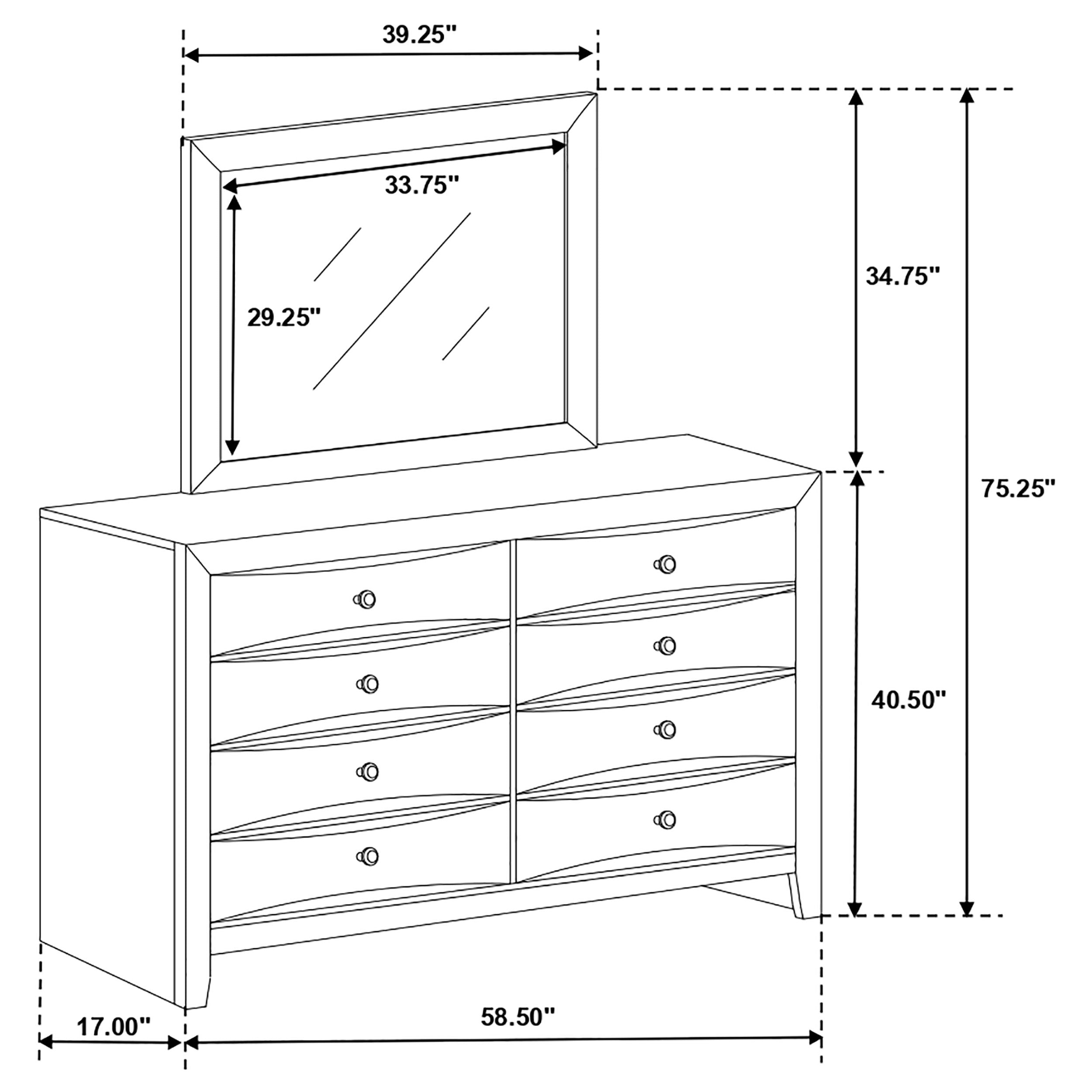 Briana 8-drawer Dresser with Mirror Black — view 4