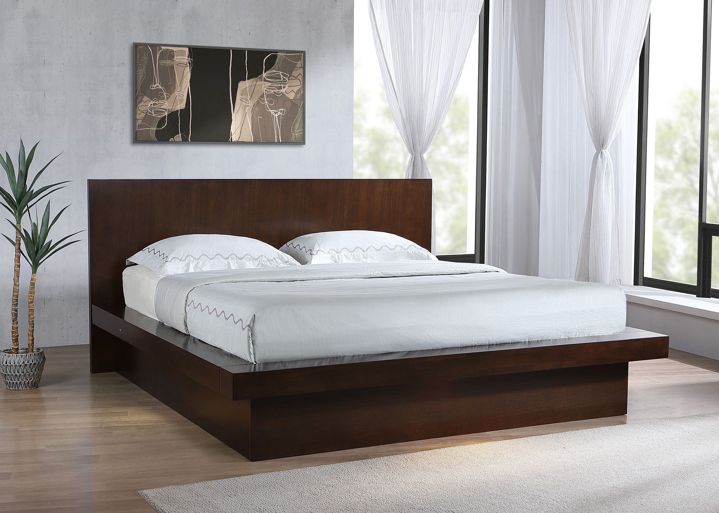 Jessica Wood Eastern King LED Panel Bed Cappuccino — view 2