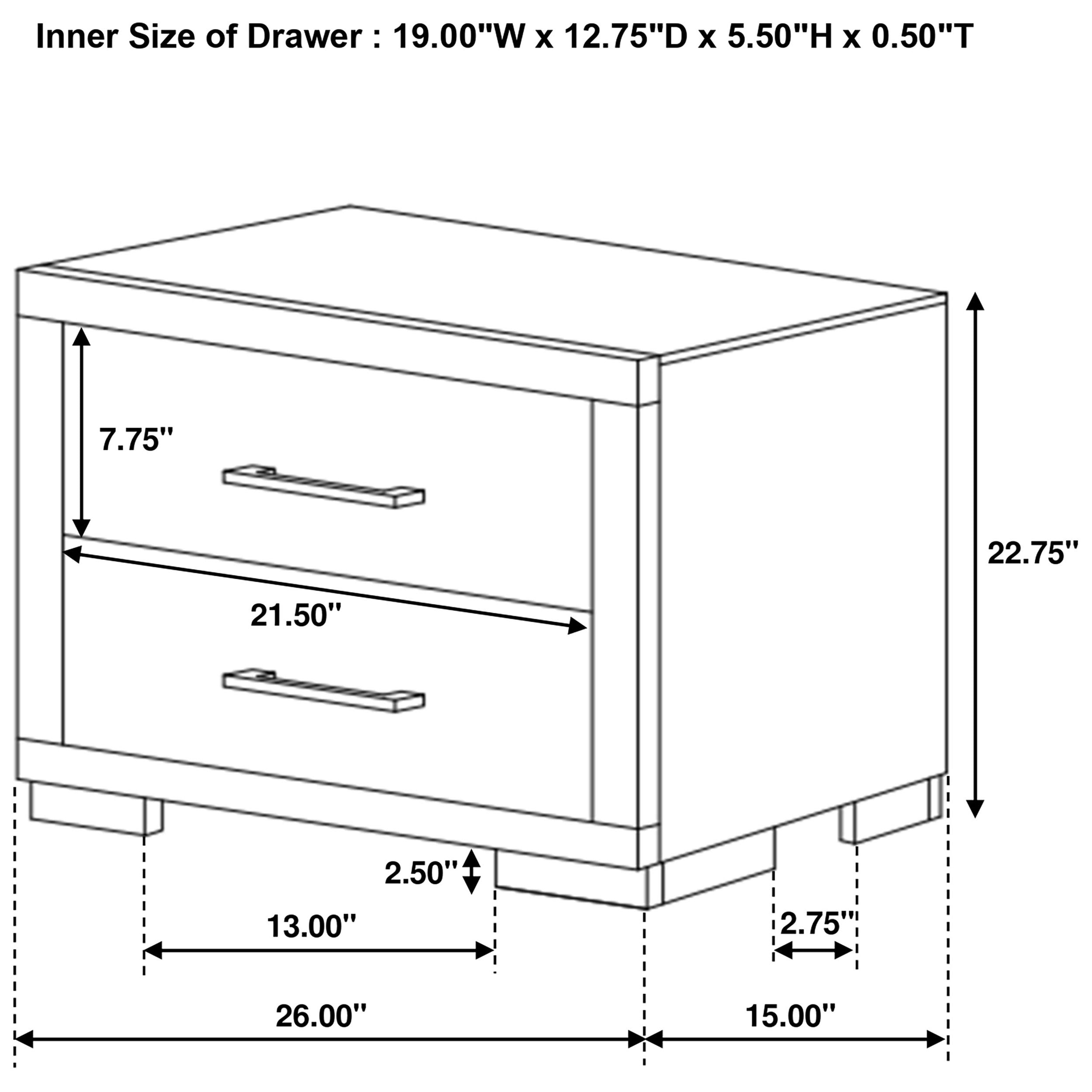 Jessica 2-drawer Nightstand Cappuccino — view 7