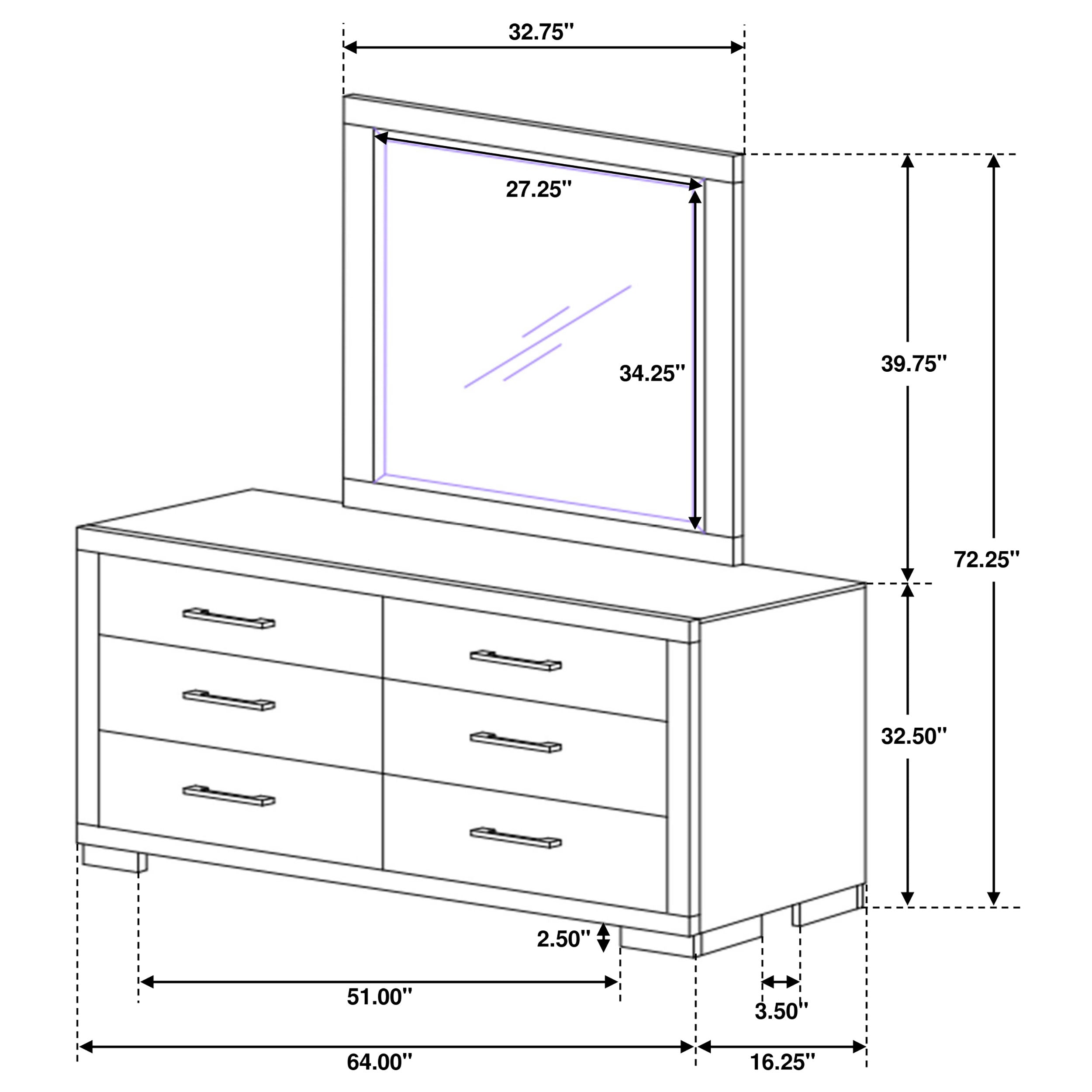 Jessica 6-drawer Dresser with Mirror Cappuccino — view 8