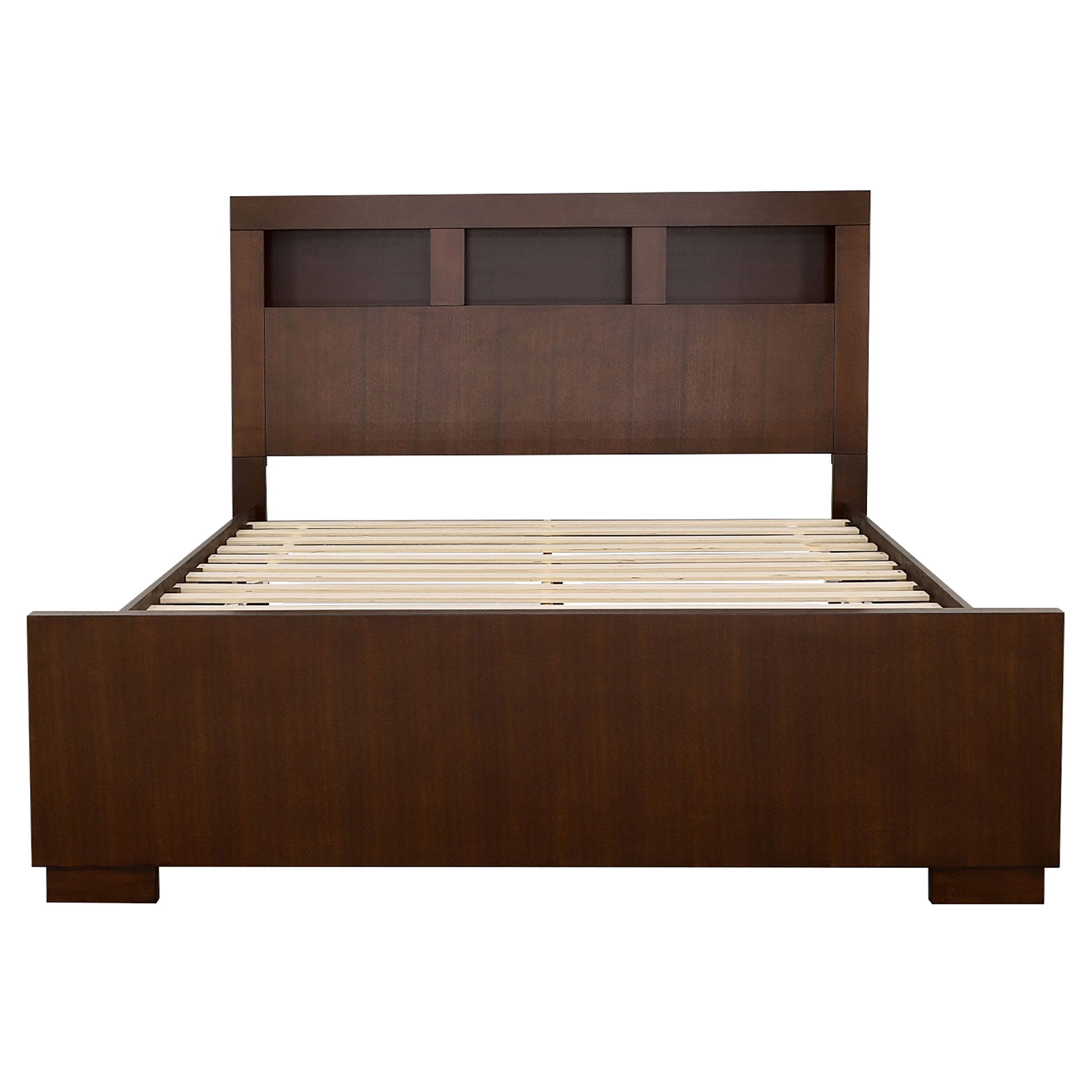 Jessica Wood Queen LED Storage Bookcase Bed Cappuccino — view 3
