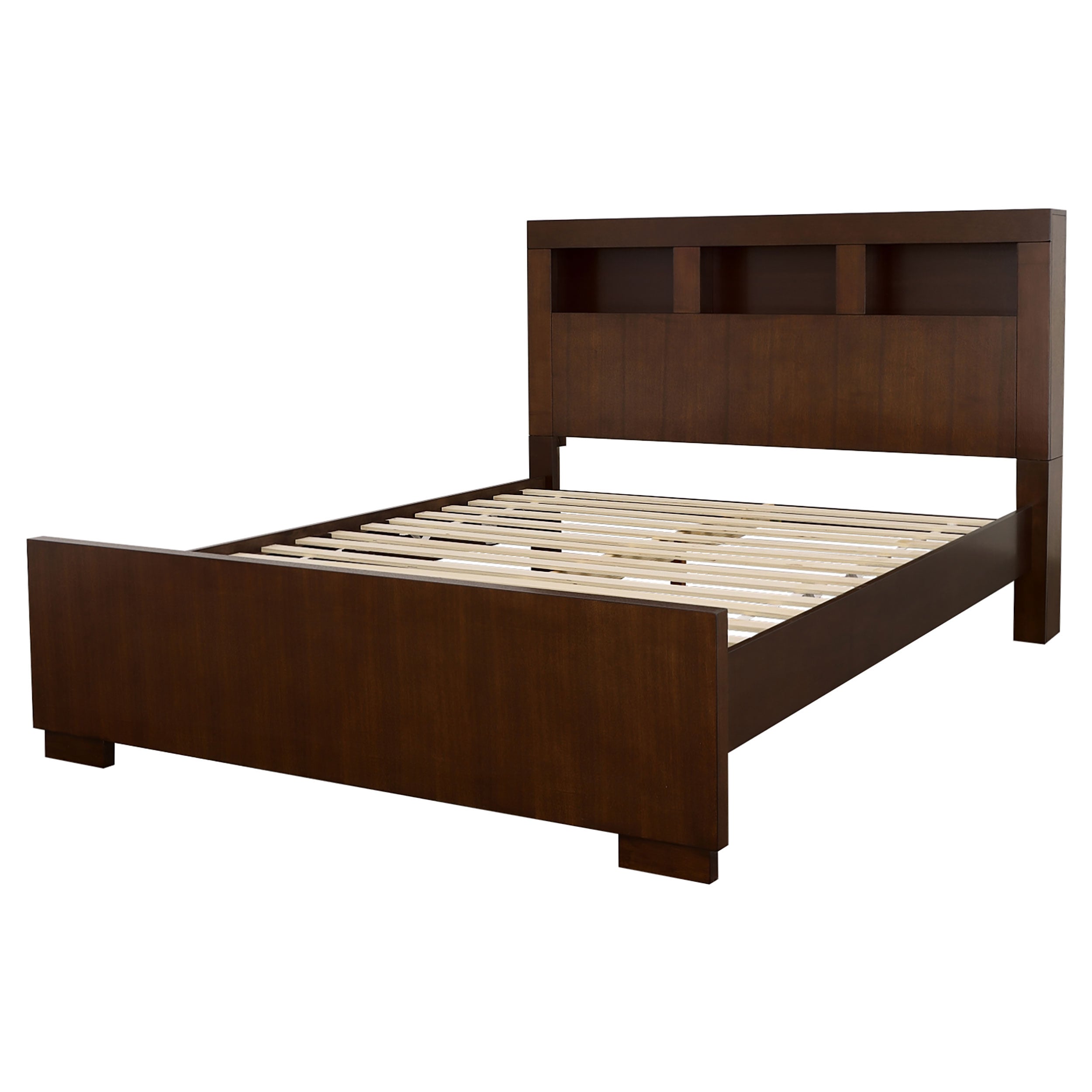 Jessica Wood Queen LED Storage Bookcase Bed Cappuccino — view 4