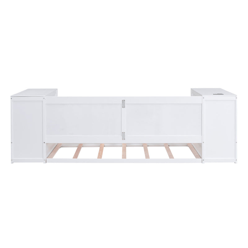 Daybed With Storage Arms, Trundle And Charging Station