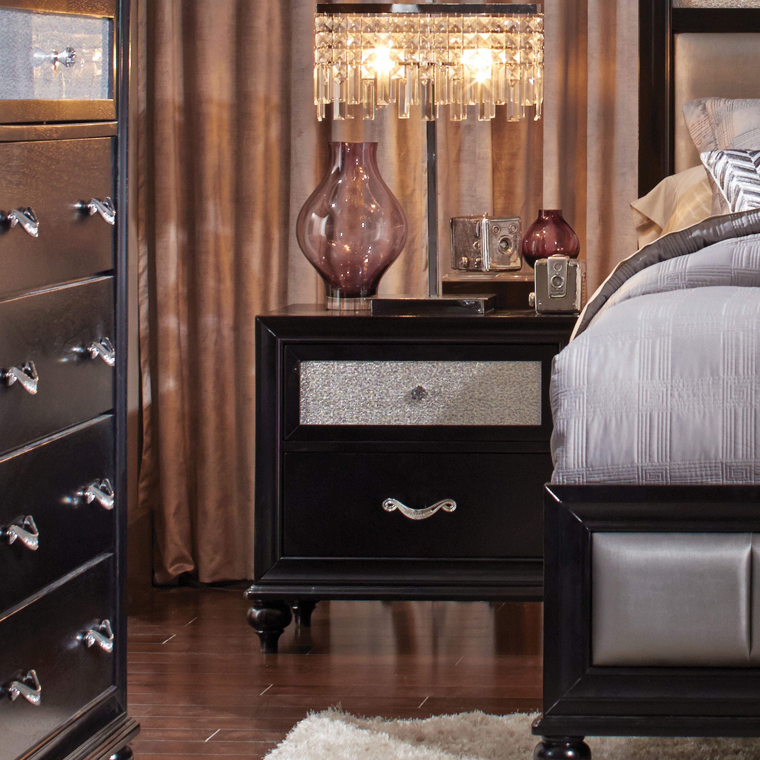 Barzini 2-drawer Nightstand Black — view 2
