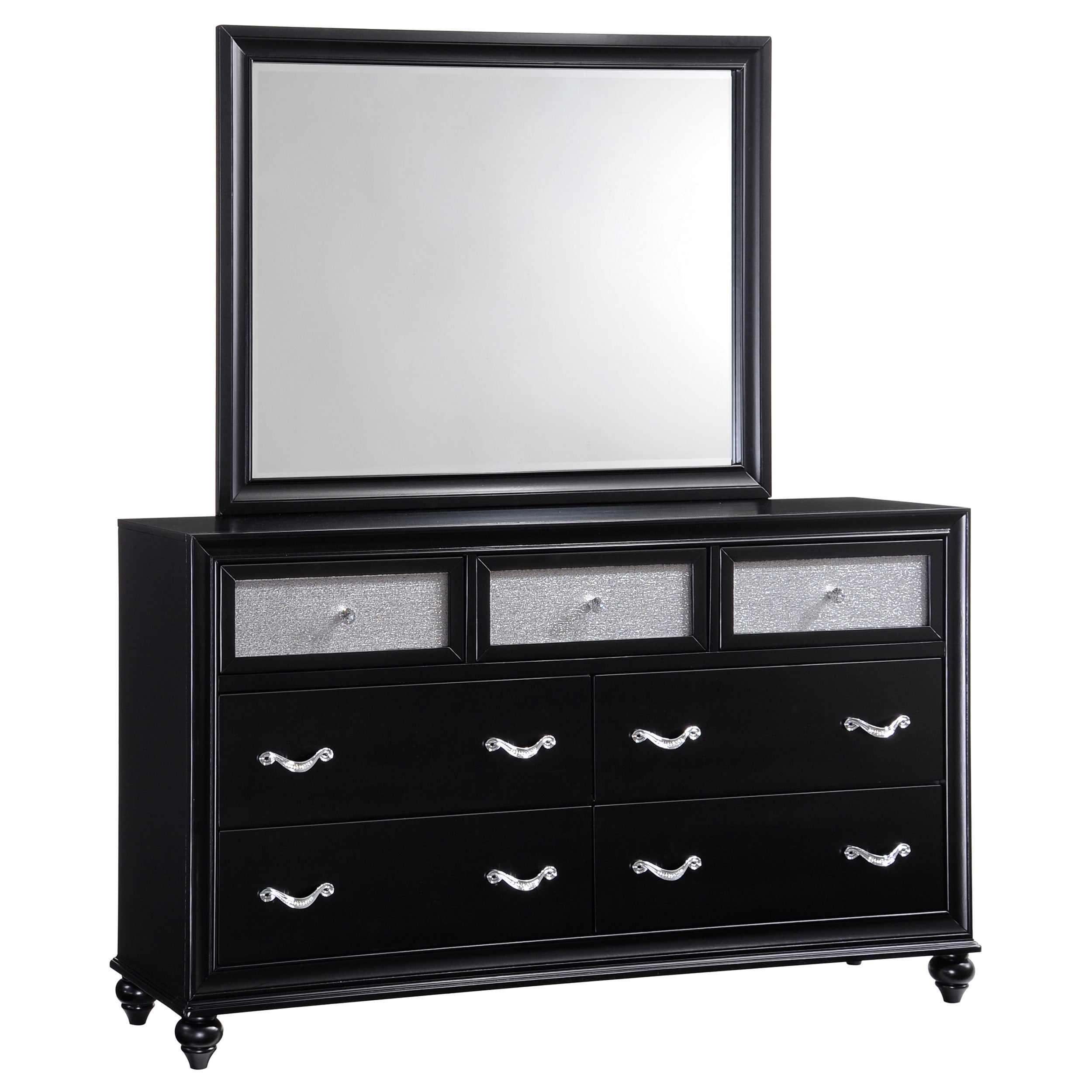 Barzini 7-drawer Dresser with Mirror Black — view 1