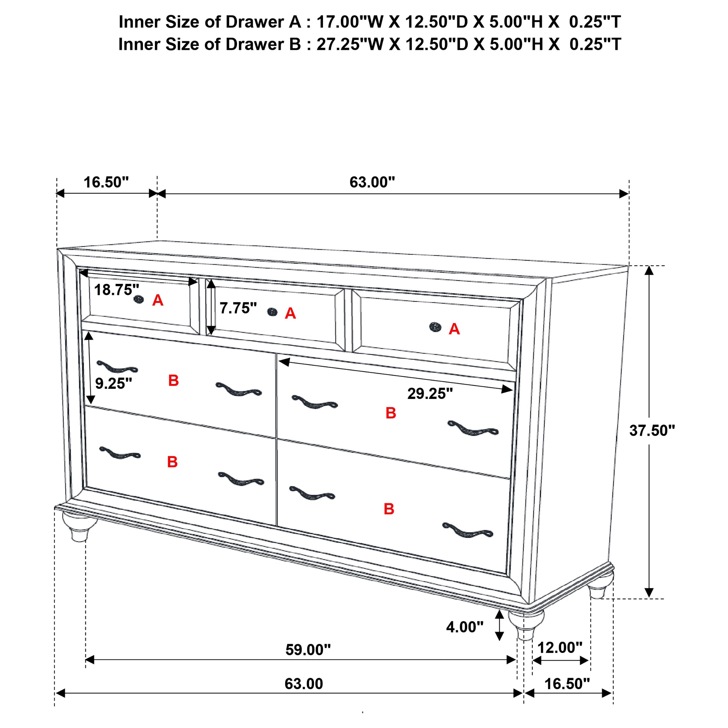 Barzini 7-drawer Dresser Black — view 3
