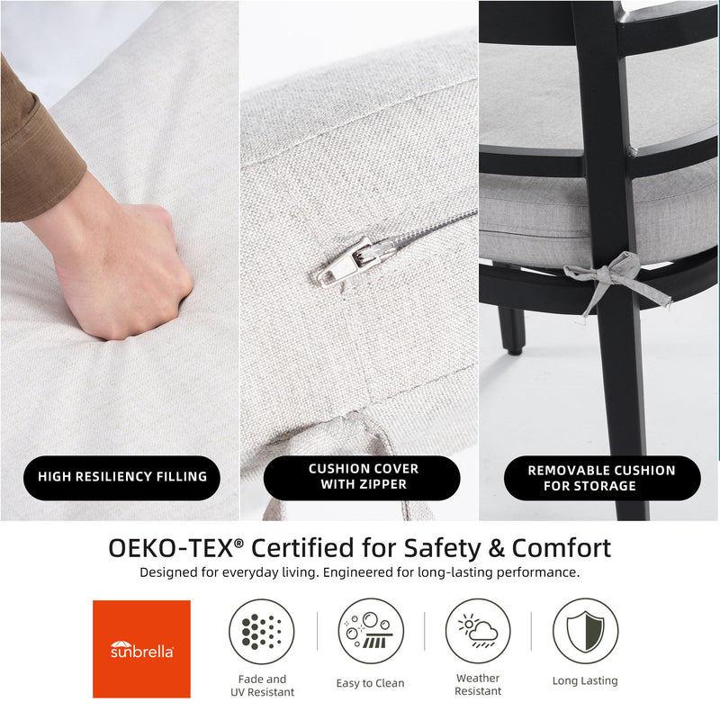 Modern Outdoor Patio Dining Set With Table And Chairs With Sunbrella Cushions