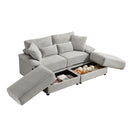 Double Chaise Lounge Set With Reversible Storage Ottomans, USB Port