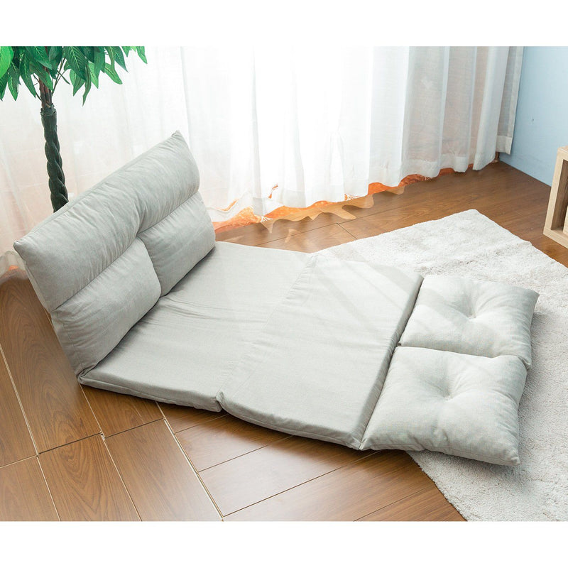 Fabric Folding Chaise Lounge Floor Sofa - Gray