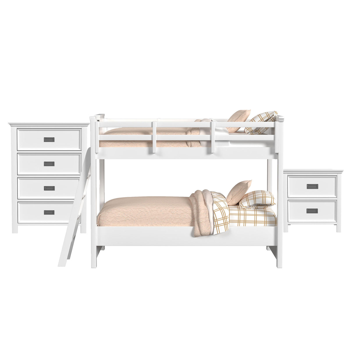 Hampton Kids Bunk With Ladder Bedroom Set in Black by Elements International