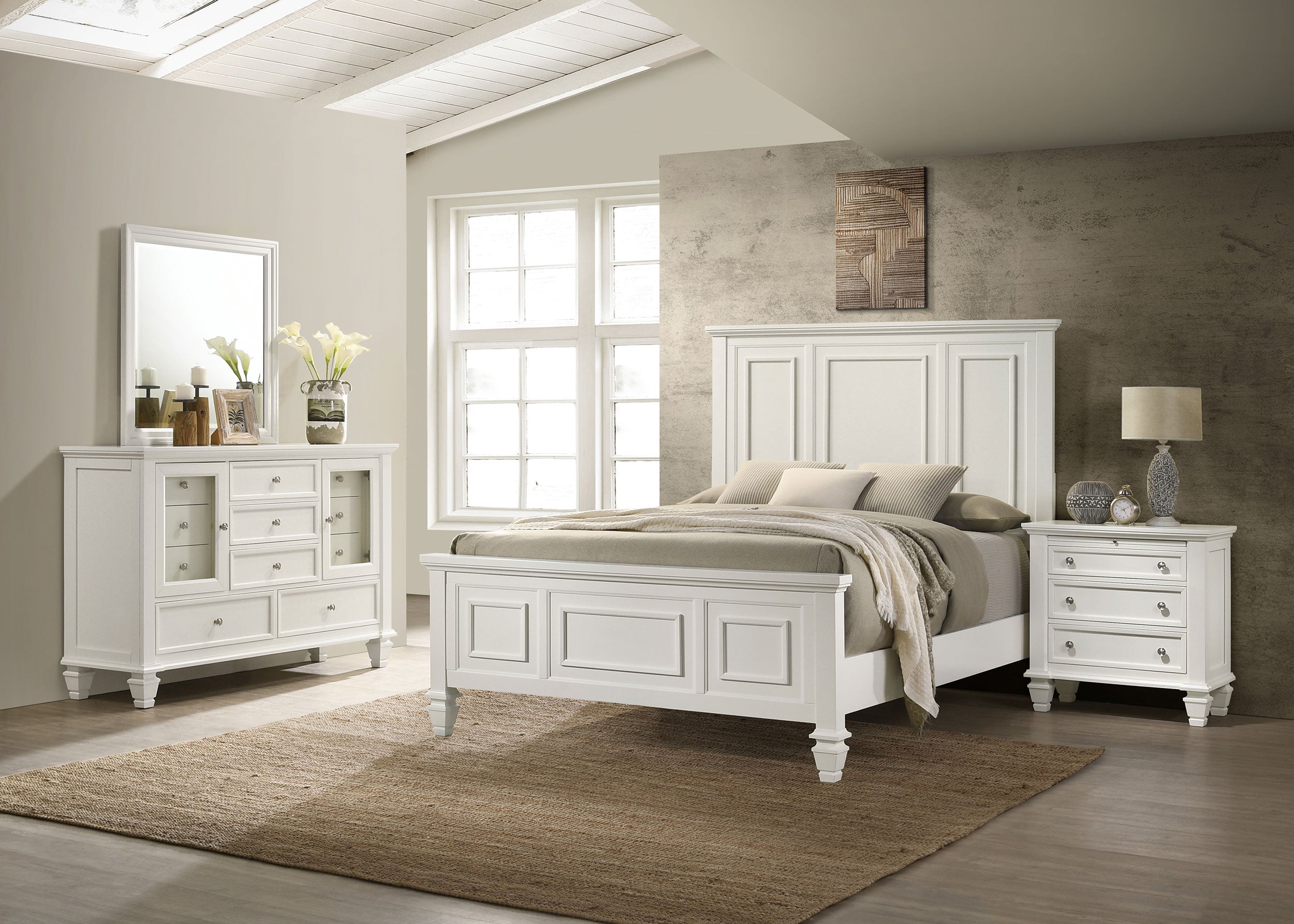 Sandy Beach 4-piece Eastern King Bedroom Set Cream White — view 1