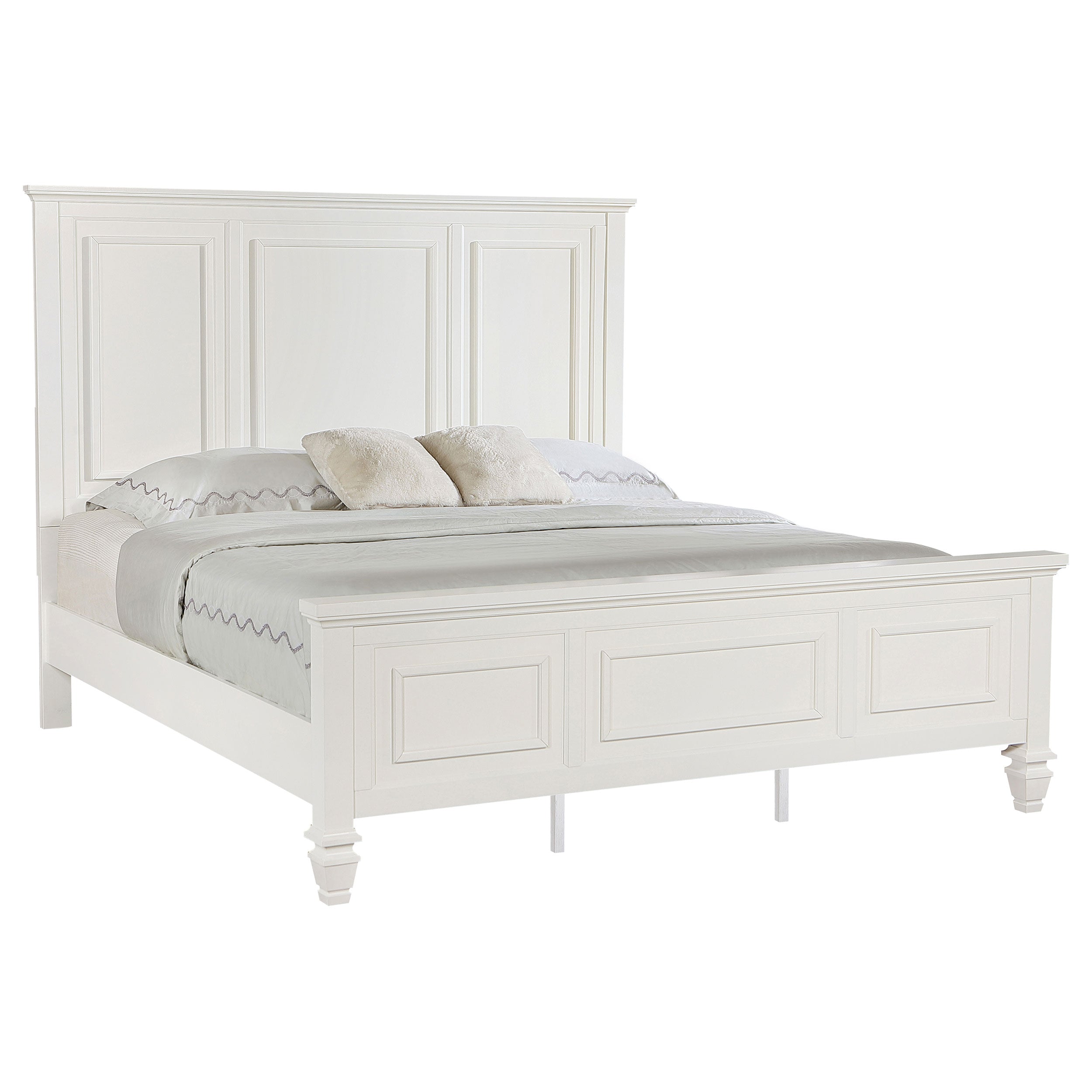Sandy Beach 63-inch Eastern King Wood Panel Bed Cream White — view 3