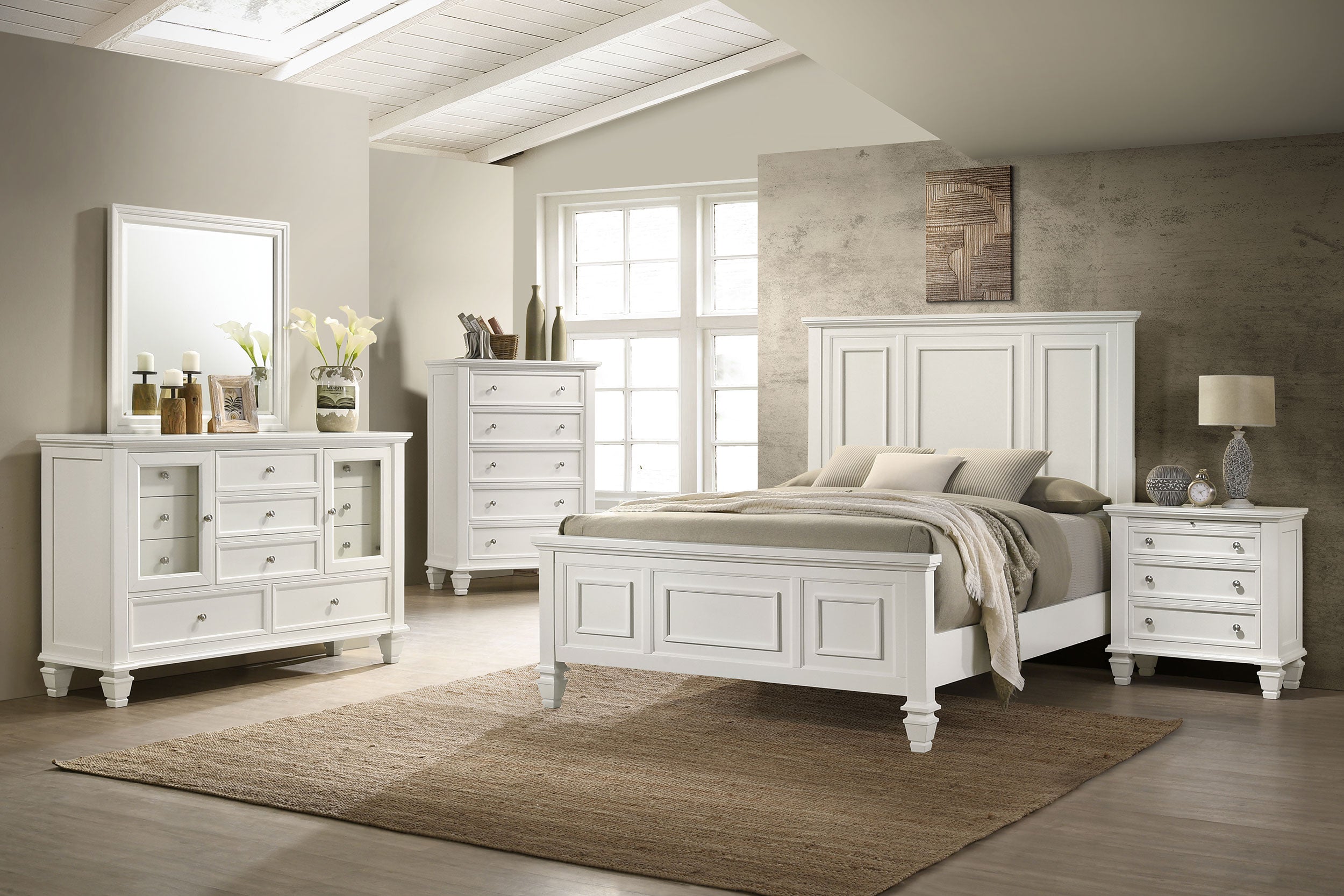 Sandy Beach 5-piece California King Bedroom Set Cream White — view 1