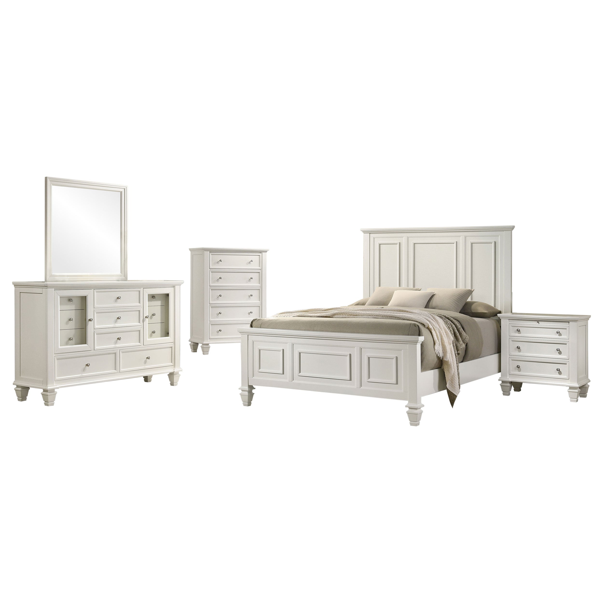 Sandy Beach 5-piece California King Bedroom Set Cream White — view 2